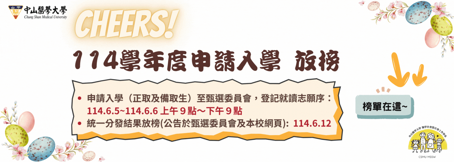 114申請入學第二階段放榜